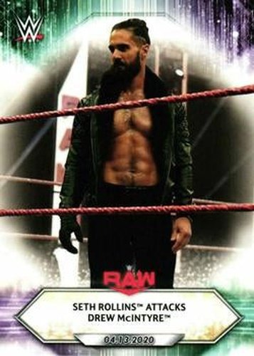 #56 Seth Rollins Attacks Drew McIntyre - 2021 Topps WWE Wrestling