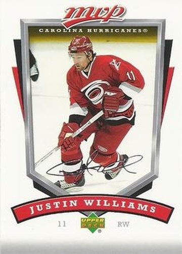 #58 Justin Williams - Carolina Hurricanes - 2006-07 Upper Deck MVP Hockey