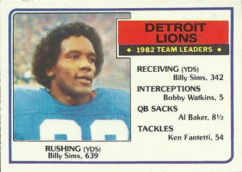 #58 Billy Sims - Detroit Lions - 1983 Topps Football