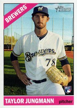 #590 Taylor Jungmann - Milwaukee Brewers - 2015 Topps Heritage Baseball