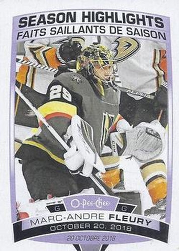 #593 Marc-Andre Fleury - Vegas Golden Knights - 2019-20 O-Pee-Chee Hockey