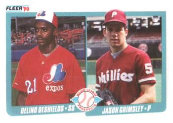 #653 Delino DeShields / Jason Grimsley - Montreal Expos / Philadelphia Phillies - 1990 Fleer Canadian Baseball