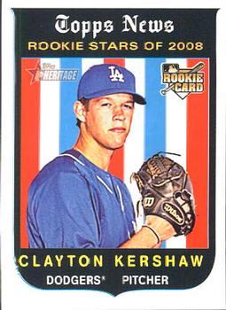 #595 Clayton Kershaw - Los Angeles Dodgers - 2008 Topps Heritage Baseball