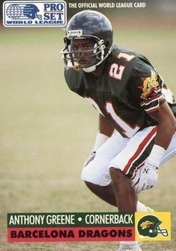 #5 Anthony Greene - Barcelona Dragons - 1991 Pro Set - WLAF Inserts Football