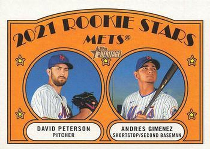 #5 Mets 2021 Rookie Stars David Peterson / Andres Gimenez - New York Mets - 2021 Topps Heritage Baseball