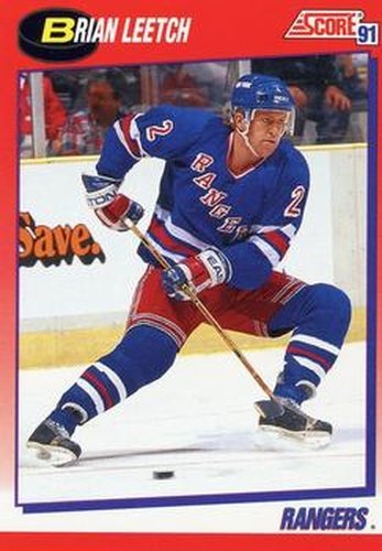 #5 Brian Leetch - New York Rangers - 1991-92 Score Canadian Bilingual Hockey