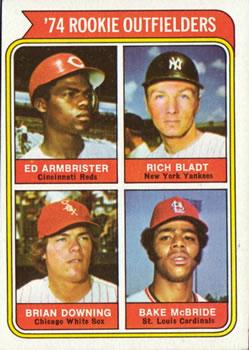 #601 1974 Rookie Outfielders Ed Armbrister / Rich Bladt / Brian Downing / Bake McBride - Cincinnati Reds / New York Yankees / Chicago White Sox / St. Louis Cardinals - 1974 Topps Baseball