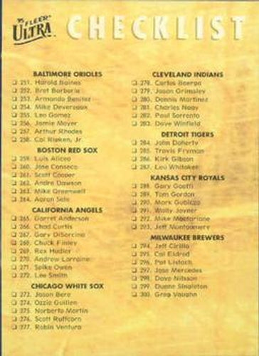 #448 Checklist: 251-344 - 1995 Ultra Baseball