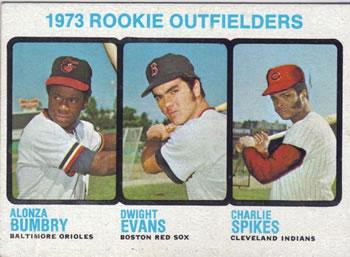 #614 1973 Rookie Outfielders Alonza Bumbry / Dwight Evans / Charlie Spikes - Baltimore Orioles / Boston Red Sox / Cleveland Indians - 1973 Topps Baseball