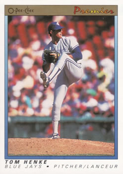 #63 Tom Henke - Toronto Blue Jays - 1991 O-Pee-Chee Premier Baseball
