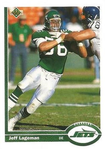 #63 Jeff Lageman - New York Jets - 1991 Upper Deck Football