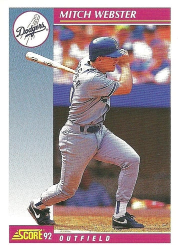 #643 Mitch Webster - Los Angeles Dodgers - 1992 Score Baseball