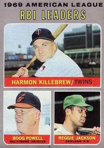 #64 1969 American League RBI Leaders Harmon Killebrew / Boog Powell / Reggie Jackson - Minnesota Twins / Baltimore Orioles / Oakland Athletics - 1970 Topps Baseball