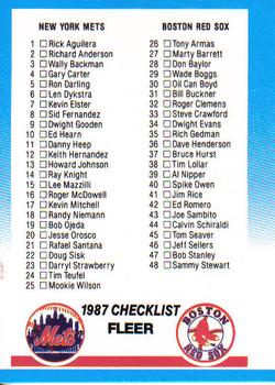#654 Checklist: Mets / Red Sox / Astros / Angels - New York Mets / Boston Red Sox / Houston Astros / California Angels - 1987 Fleer Baseball
