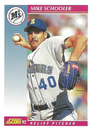 #654 Mike Schooler - Seattle Mariners - 1992 Score Baseball