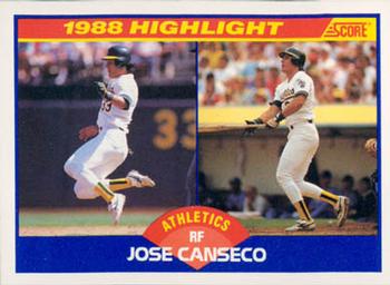 #655 Jose Canseco - Oakland Athletics - 1989 Score Baseball