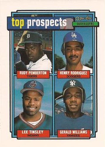 #656 1992 Prospects Rudy Pemberton / Henry Rodriguez / Lee Tinsley / Gerald Williams - Detroit Tigers / Los Angeles Dodgers / Cleveland Indians / New York Yankees - 1992 O-Pee-Chee Baseball