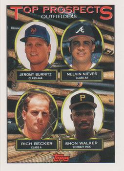 #658 Jeromy Burnitz / Melvin Nieves / Rich Becker / Shon Walker - New York Mets / Atlanta Braves / Minnesota Twins / Pittsburgh Pirates - 1993 Topps Baseball