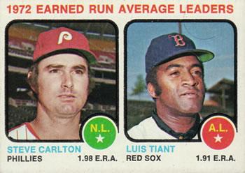 #65 1972 Earned Run Average Leaders Steve Carlton / Luis Tiant - Philadelphia Phillies / Boston Red Sox - 1973 Topps Baseball