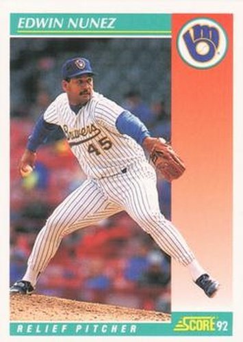 #676 Edwin Nunez - Milwaukee Brewers - 1992 Score Baseball