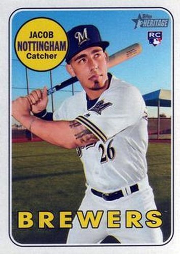 #677 Jacob Nottingham - Milwaukee Brewers - 2018 Topps Heritage Baseball