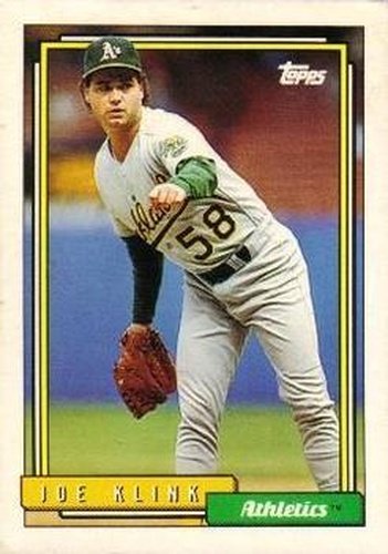 #678 Joe Klink - Oakland Athletics - 1992 Topps Baseball