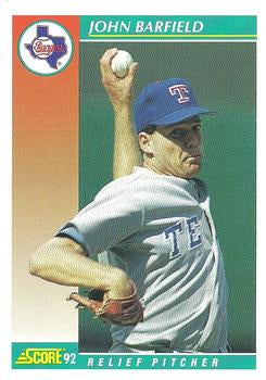 #683 John Barfield - Texas Rangers - 1992 Score Baseball