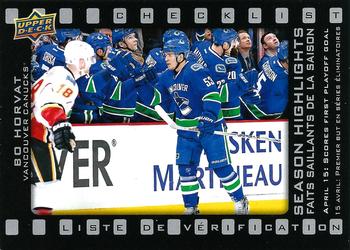 #SH-6 Bo Horvat - Vancouver Canucks - 2015-16 Upper Deck Tim Hortons Hockey - Season Highlights