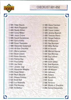 #700 Checklist 601-700 - 1991-92 Upper Deck Hockey