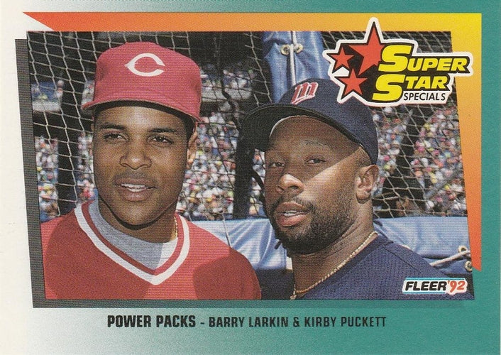 #704 Barry Larkin / Kirby Puckett - Cincinnati Reds / Minnesota Twins - 1992 Fleer Baseball