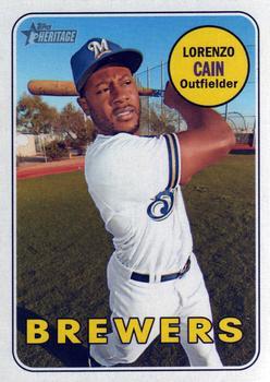 #706 Lorenzo Cain - Milwaukee Brewers - 2018 Topps Heritage Baseball
