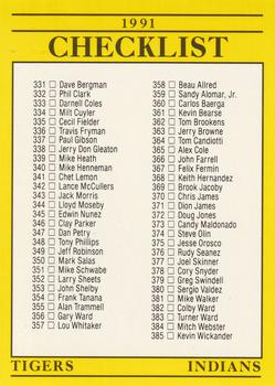 #717 Checklist: Tigers / Indians / Phillies / Cubs - Detroit Tigers / Cleveland Indians / Philadelphia Phillies / Chicago Cubs - 1991 Fleer Baseball