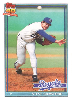 #718 Steve Crawford - Kansas City Royals - 1991 Topps Baseball