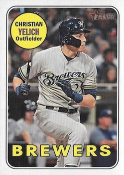 #720b Christian Yelich - Milwaukee Brewers - 2018 Topps Heritage Baseball