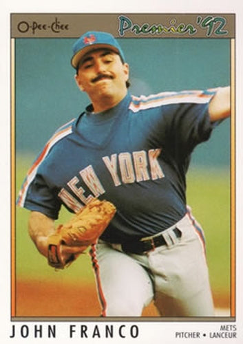 #73 John Franco - New York Mets - 1992 O-Pee-Chee Premier Baseball
