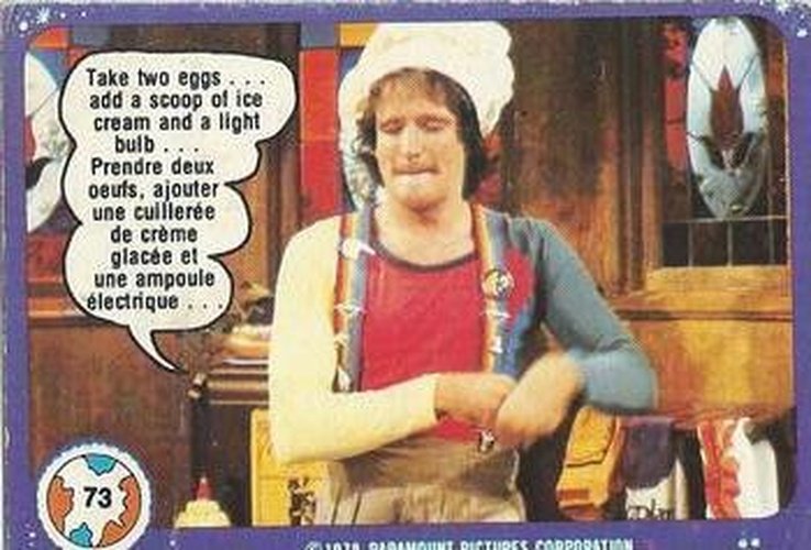 #73 Take Two Eggs... Add a Scoop of Ice Cream and a Light Bulb... - 1978 O-Pee-Chee Mork & Mindy