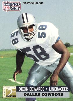 #766 Dixon Edwards - Dallas Cowboys - 1991 Pro Set Football