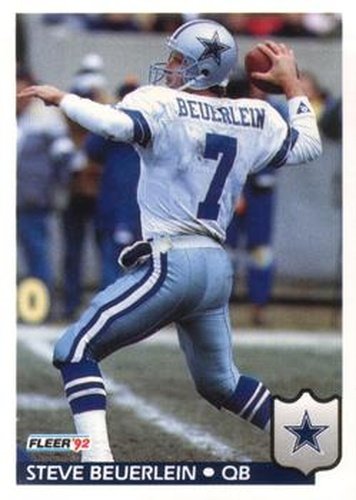 #77 Steve Beuerlein - Dallas Cowboys - 1992 Fleer Football