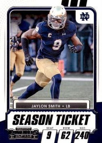 #77 Jaylon Smith - Notre Dame Fighting Irish - 2021 Panini Contenders Draft Picks Football