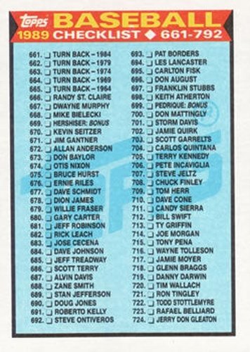 #782 Checklist: 661-792 - 1989 Topps Baseball