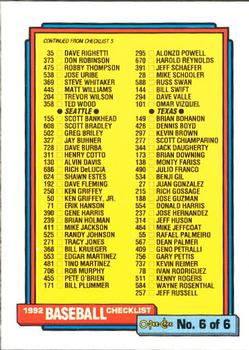 #787 Checklist 6 of 6 - 1992 O-Pee-Chee Baseball