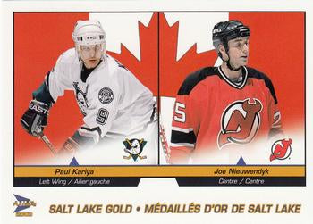 #7 Paul Kariya / Joe Nieuwendyk - Anahiem Mighty Ducks / New Jersey Devils - 2002-03 Pacific McDonald's Hockey - Salt Lake Gold
