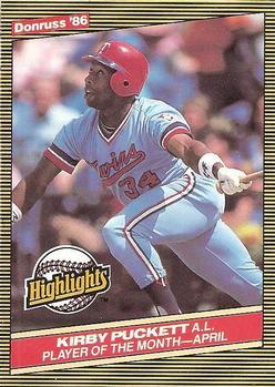 #7 Kirby Puckett - Minnesota Twins - 1986 Donruss Highlights Baseball