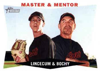 #7 Master & Mentor Tim Lincecum / Bruce Bochy - San Francisco Giants - 2009 Topps Heritage Baseball