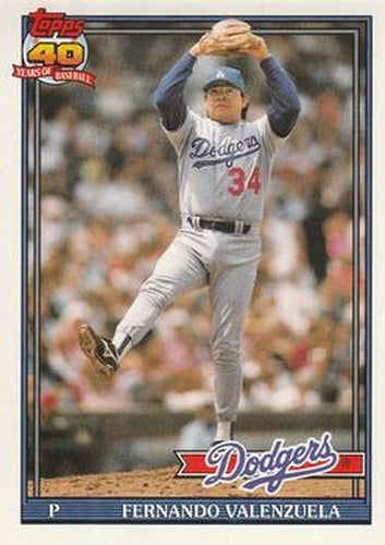 #80 Fernando Valenzuela - Los Angeles Dodgers - 1991 O-Pee-Chee Baseball