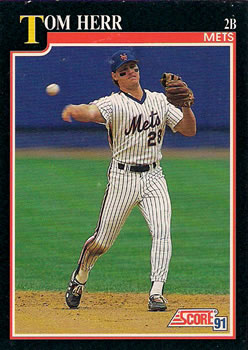 #820 Tom Herr - New York Mets - 1991 Score Baseball