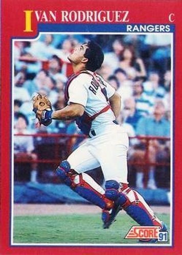 #82T Ivan Rodriguez - Texas Rangers - 1991 Score Rookie & Traded Baseball