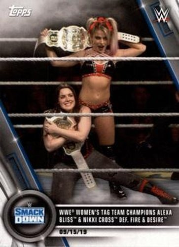 #82 WWE Women's Tag Team Champions Alexa Bliss & Nikki Cross def. Fire & Desire - 2020 Topps WWE Women's Division Wrestling