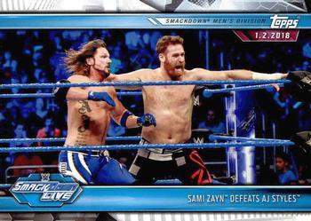 #82 Sami Zayn Defeats AJ Styles - 2019 Topps WWE Road to Wrestlemania Wrestling