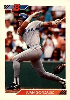#84 Juan Gonzalez - Texas Rangers - 1992 Bowman Baseball